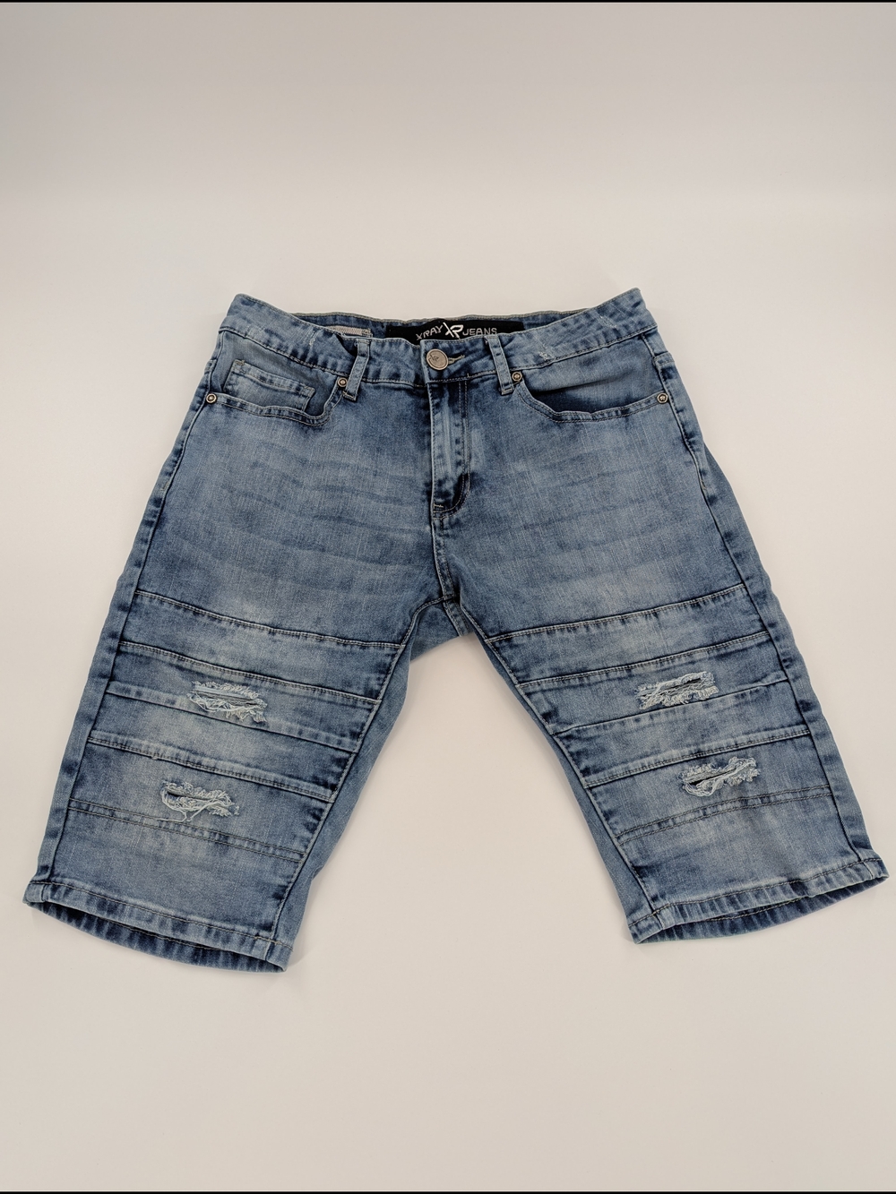X-Ray Jeans Distressed Moto Denim Shorts Skater 30 Stitched Biker Streetwear Men
